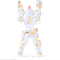 The armour figure doing jumping jacks